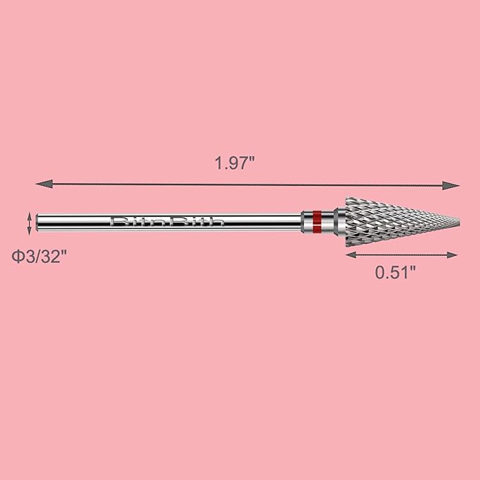 3pcs Nail Drill Bits Safety 3/32”Professional Acrylic Nail Carbide Tapered Nib Bit for Cuticle Dead Skin Remover,Multifunction Drill Bit for Nail Gel Polishing,Manicure Pedicure