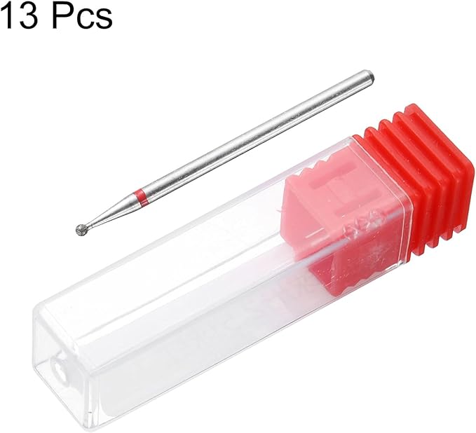 HARFINGTON 13pcs 200-230 Grits Diamond Grinding Bit 1.5mm Ball Head 2.35mm Shank 1.5mm Length Stone Sanding Drill Bits Rotary Tool for Ceramic Glass Nails Grinding Polishing