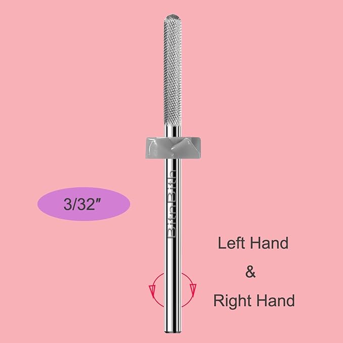 Nail Drill Bit Nature Nail Buffer Drill Bit 3/32",Professional Safety Carbide Nail Prepare Bit for Cuticle Dead Skin Cleaning Nail Bed File 2-Way Rotate for Manicure Home Salon,3XF-Round