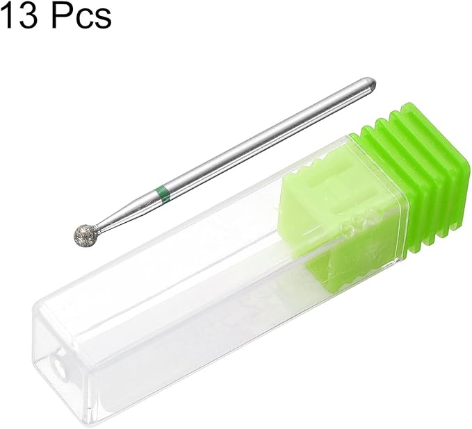 HARFINGTON 13pcs 100-120 Grits Diamond Grinding Bit 3mm Ball Head 2.35mm Shank 3mm Length Stone Sanding Drill Bits Rotary Tool for Ceramic Glass Nails Grinding Polishing