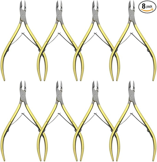 8Pieces Cuticle Trimmer Cuticle Nipper Cuticle Remover Cuticle Cutter Stainless Steel Cuticle Cutter Clipper Nail Tools for Fingernails and Toenails (Gold)