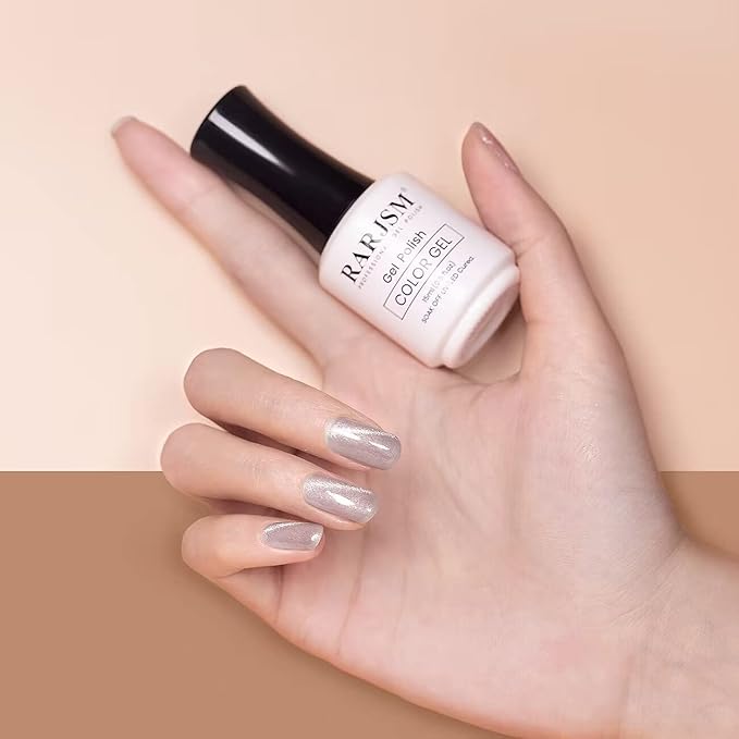 RARJSM Silver Cat Eye Gel Nail Polish 9D Cateye Galaxy Universal Glitter Shimmer Velvet Ice Gel Polish Single Bottle 15ml with Magnetic Stick UV LED Curing Requires Soak Off Home Salon DIY Manicure