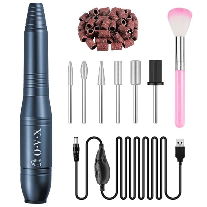 20000RPM USB Portable Nail Drill Electric Nail File Set Professional Manicure Pedicure Polishing Shape Tools with Sanding Bands Nail Drill Bits and Cleaning Brush for Acrylic Gel Nails(Charcoal Gray)