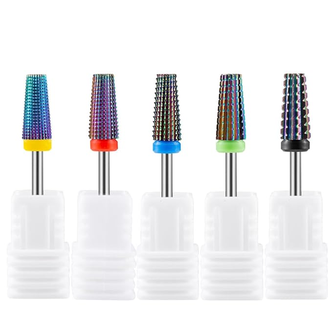 5Pcs Nail Drill Bits Set for Acrylic Nails, Multifunctional Tungsten Steel 5 in 1 Nail Polishing Grinding Head Manicure Tool