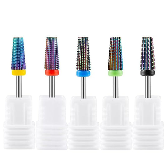 5Pcs Nail Drill Bits Set for Acrylic Nails, Multifunctional Tungsten Steel 5 in 1 Nail Polishing Grinding Head Manicure Tool