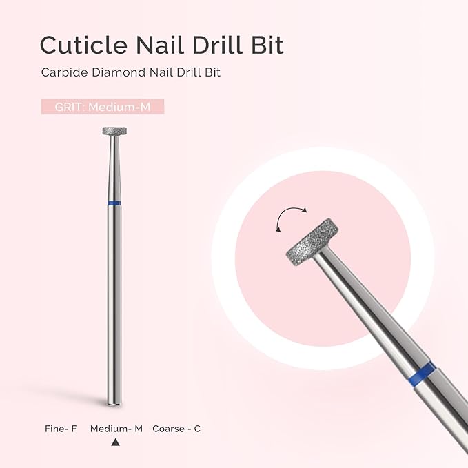 MelodySusie 4mm Super Short Barrel Cuticle Clean Nail Drill Bit 3/32'', Professional Safety Carbide Diamond Under Nail Cleaner for Cuticle Dead Skin Nail Prepare, Beginners Bits, Series Bit-S, Medium