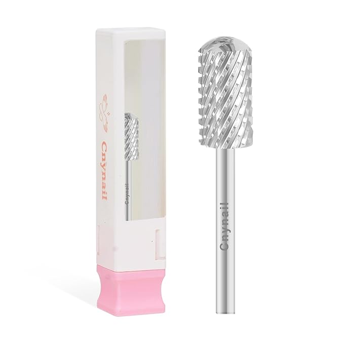 3/32" Large Barrel Smooth Round Top Tungsten Carbide Nail Drill Bit Safety Bit for Gel & Acrylic Removal, 2-Way Rotating Efile Tip, Salon Electric File Accessory (XXC Grit, Silver)