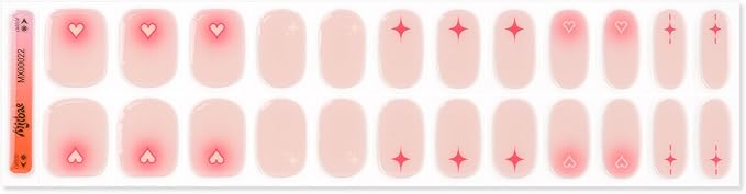 60% Semi-Cured Gel Nail Strips Kit (lover girl) – Long Lasting, Easy to Apply Premium Gel Strips Set, 24 pcs, Includes 2 Prep Pads, Nail File, Cuticle Stick