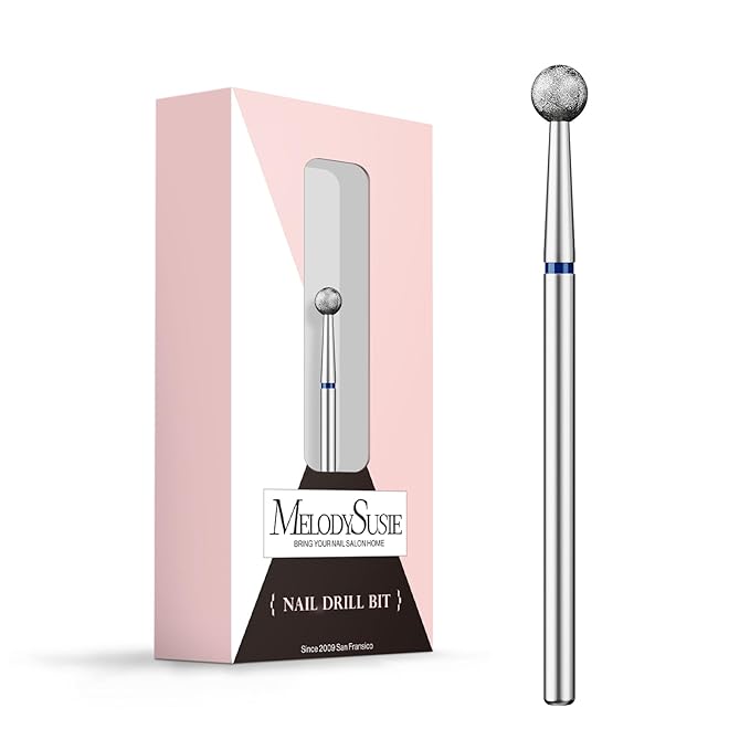 MelodySusie 4mm Ball Shape Cuticle Clean Nail Drill Bit 3/32'', Professional Safety Carbide Diamond Under Nail Cleaner for Cuticle Dead Skin Nail Prepare, Beginners Bits, Series Bit-S, Medium