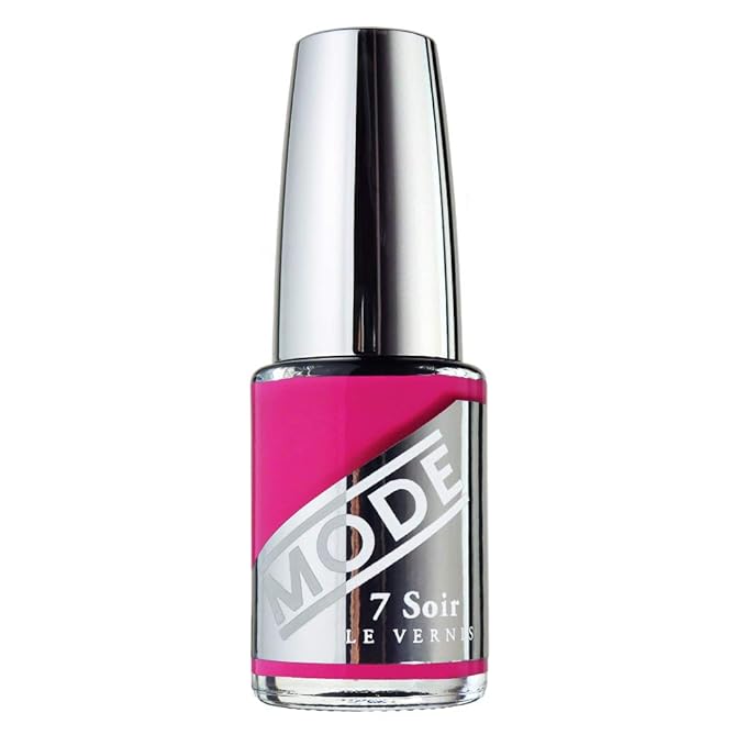 MODE Wild Hot Pink Fuchsia Nail Polish Long Lasting Fade Free Nail Lacquer Color, Nourishing Chip Resistant Strength Protection, Vegan, Pro Wide Brush, NY Made, 7 Soir Le Vernis, Conjuring Friday