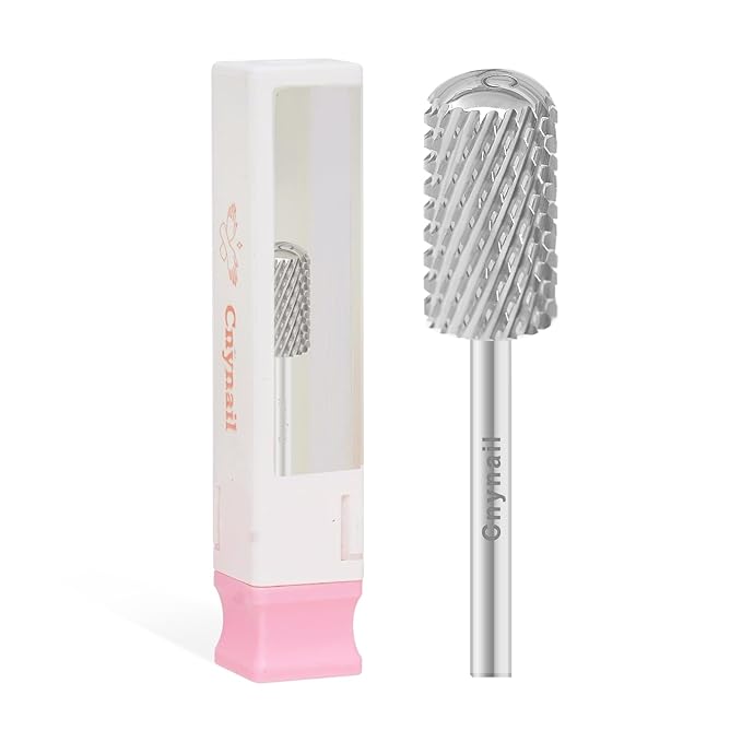 3/32" Large Barrel Smooth Round Top Tungsten Carbide Nail Drill Bit Safety Bit for Gel & Acrylic Removal, 2-Way Rotating Efile Tip, Salon Electric File Accessory (XC Grit, Silver)