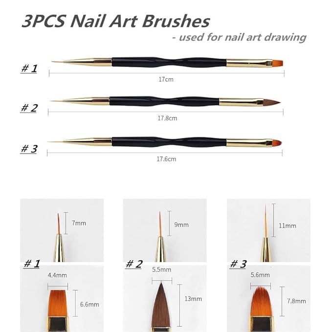 5PCS Dotting Pens with 3 PCS Nail Painting Brushes, Double Ended Brush and Dotting Tool Kit, Nail Art Design Tools