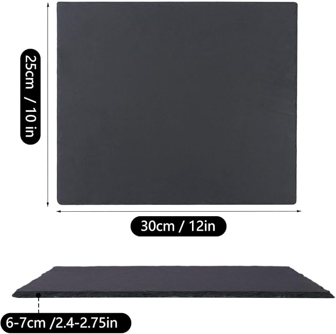 5 Pack 12 x 10 Inch Slate Cheese Boards, Black Rectangle Slate Charcuterie Boards, Natural Charcuterie Stone Plates for Parties, Gifts, and Special Events, Cheese, Sushi, Food.
