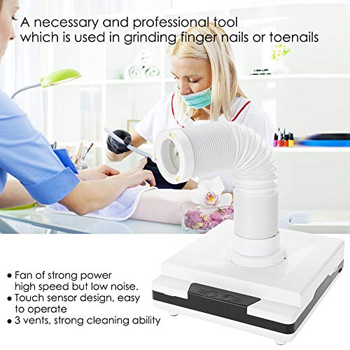 Sonew 2 in 1 Powerful Nail Dust Suction Collector 60W Strong Power Nails Fan Dust Remover Collector Manicure Vacuum Cleaner Telescopic Tube Retractable Elbow Design(US Plug)