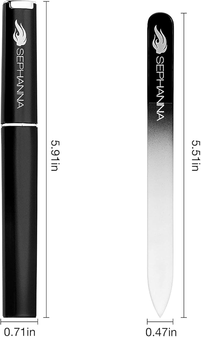 3 Pack Crystal Glass Finger Nail File with Case for Natural Nail Professional Glass Nail File for Unisex, Portable Crystal Nail File with Case Czech Glass File Double-Sided for Natural & Acrylic Nails