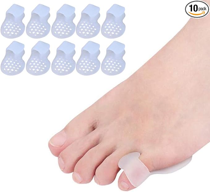 10 Pinky Toe Cushion Splints - Gel Toe Separators & Straightener, Prevent Blisters, Corn, Pain Relief