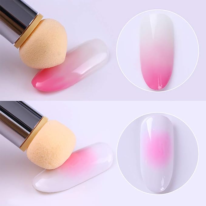 SILPECWEE 3pcs Ombre Nail Brush Set - Nail Art Brushes with 4 Replaceable Sponge Heads - Nylon & Acrylic Handle - Gradient, Sponge & Ombre Nail Design Tools