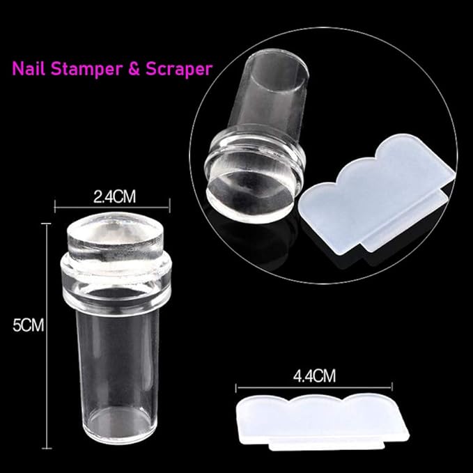 LoveOurHome Valentine Nail Stamping Kit 7pc Flower Butterfly Geometric Nails Stamping Plate Stencil with Silicone Stamper Scraper Stamp tools for Women Girls Kids