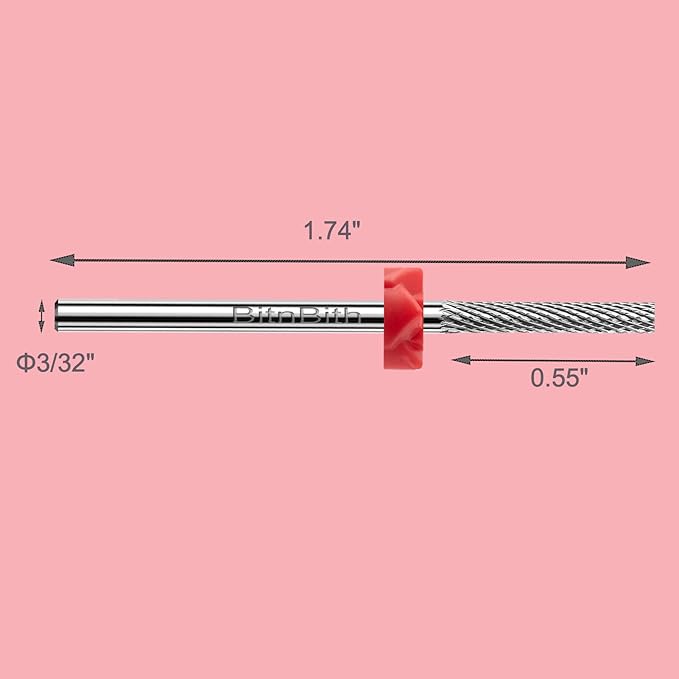Nail Drill Bits Safety Cuticle Nail Buffer Bit 3/32",Tungsten Carbide Professional Drill Bit for Nail Prepare Nail Bed File Dead Skin Cleaning,Manicure 2-Way Rotate For Nail Home Salon,Fine