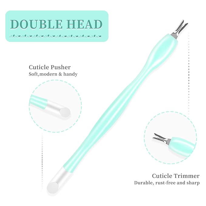 50Pcs Nail Cuticle Trimmer Rubber Nail Cleaner, Plastic Handle Cuticle Knife, Double End Nail Dead Skin Fork Cuticle Pusher Bulk Nail Art Cuticle Remover Tools for Girls Women and Men-Green…
