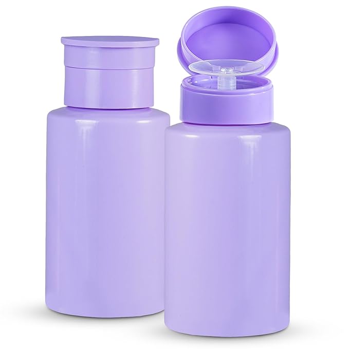 Push Down Pump Dispenser Bottles: Refillable Liquid Containers for Alcohol, Nail Polish Makeup Remover, Salon, Hospital, Travel Use