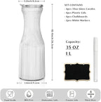 1 Liter Ribbed Glass Carafe - Image 3