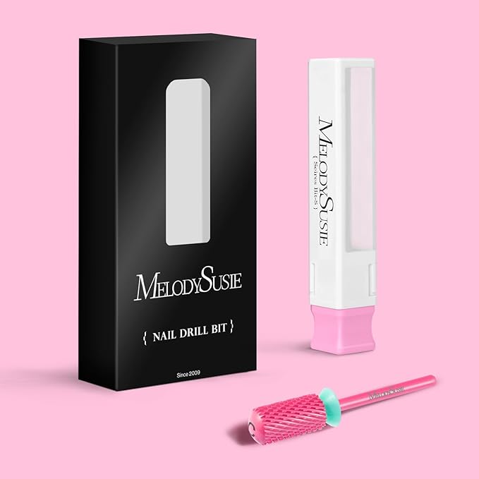 MelodySusie Safety Nail Drill Bits, 3/32'' Smooth Round Top Large Barrel Carbide Bits, Suitable for Manicure Pedicure Cuticle Gel Polishing, Beginners Bits, Pink Blossom, Series Bit-S