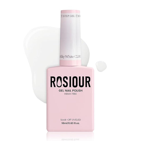 Milky White Jelly Nude Gel Polish, 18 ML HEMA-Free One Step Gel Nail Polish 3-in-1, Sheer White Gel Polish for Women Girls Gift, Translucent Color Soak Off U V Gel Nail Manicure Salon DIY