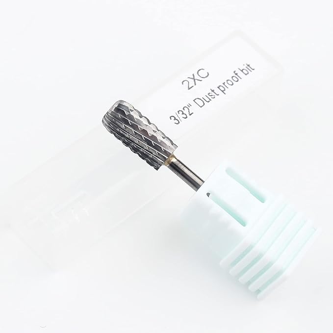 QUNZHAO Nail Drill Bits Dust Droof Bit Tungsten Steel Fast Remove Acrylic or Hard Gel 3/32" Shank - Manicure, Nail Art, Drill Machine Accessories (2X Extra coarse-2XC, Silver)