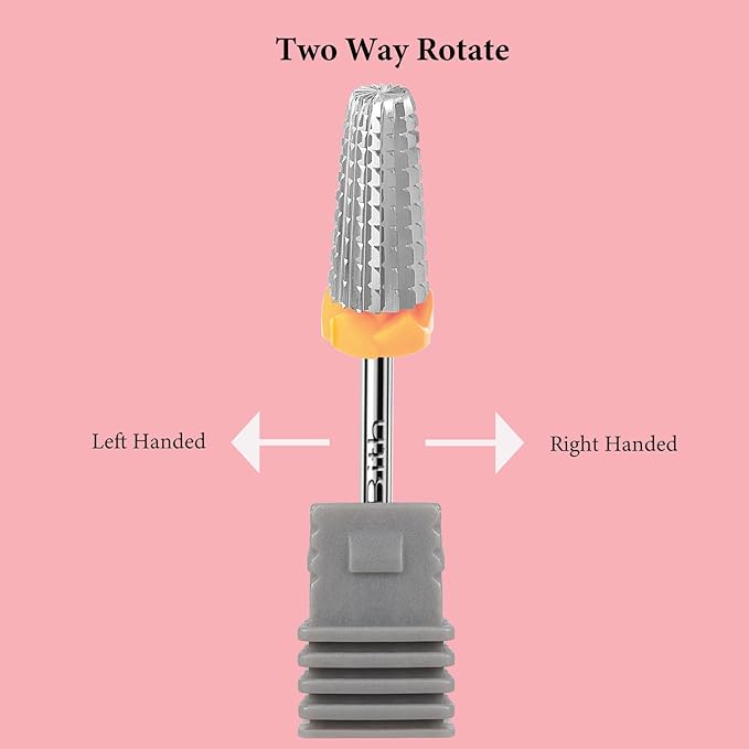 5 in 1 Nail Drill Bits, 3/32”Professional Carbide Drill Bits for Nails Multifunction Bit, Fast Remove Acrylic Hard Gel Cuticle Nail Efile Bit Manicure Pedicure,Two Way Rotate,2XC