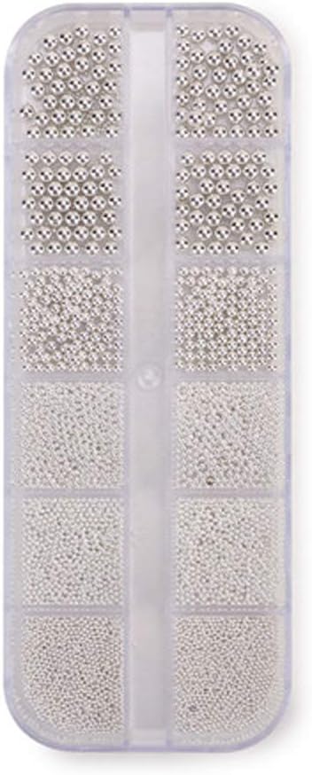 0.8mm Caviar Beads for Nails 6Sizes Mini Small Stainless Steel Beads Nails Art Decorations Gun Grey Rose Gold Caviar DIY Tool Nail Studs Accessories Gold Charms for Nails (Silver)