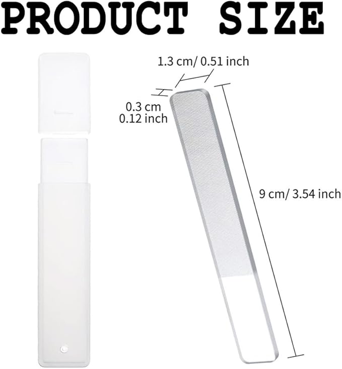 6 Pieces White and Gray Glass Nail Files, Nano Glass Nail Shine Buffer Polisher, Glass Nail File with Case for Natural Nails, Glass Nail Shiner and Tools