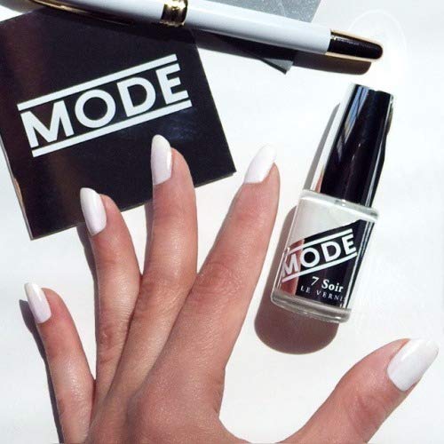 MODE Bright Opaque White Nail Polish Long Lasting Nail Lacquer Color, Chip Resistant Strengthening Manicure Protection, Cruelty Free, Made in NY, 7 Soir Le Vernis