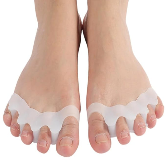 2 Pcs Toe Separators for Women & Men - Silicone Children Newborn Adult Toe Spacers for Overlapping Toes, Bunions, Hammer Toe, Toe Straightener for Foot Pain Relief ([5-11 years old] White)
