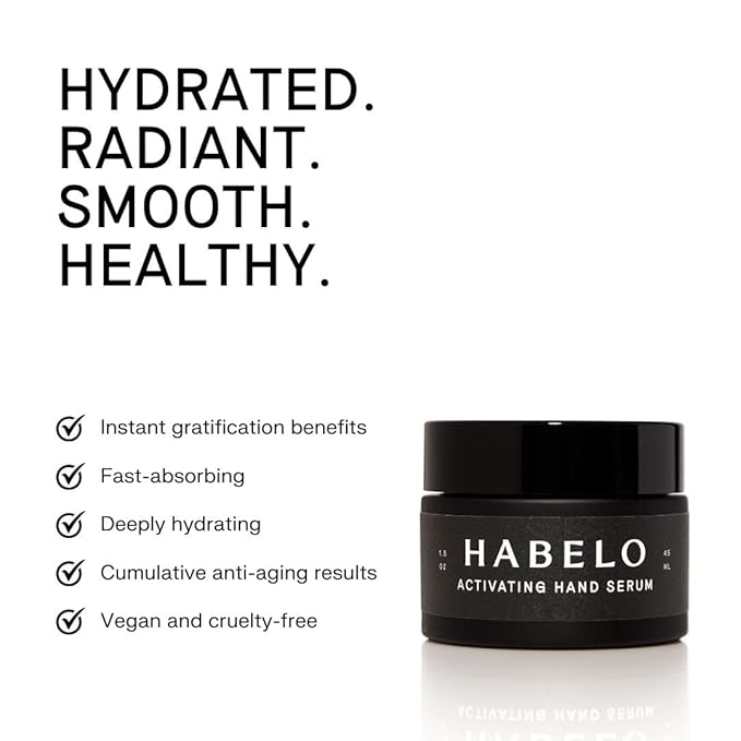 Anti-Aging Skincare Set: Habelo Activating Hand Serum + Limited Edition Treatment-Boosting Gloves | High-Performance Hydrating Hand Mask for Skin Repair and Younger-Looking Hands (Chocolate/Lavender)