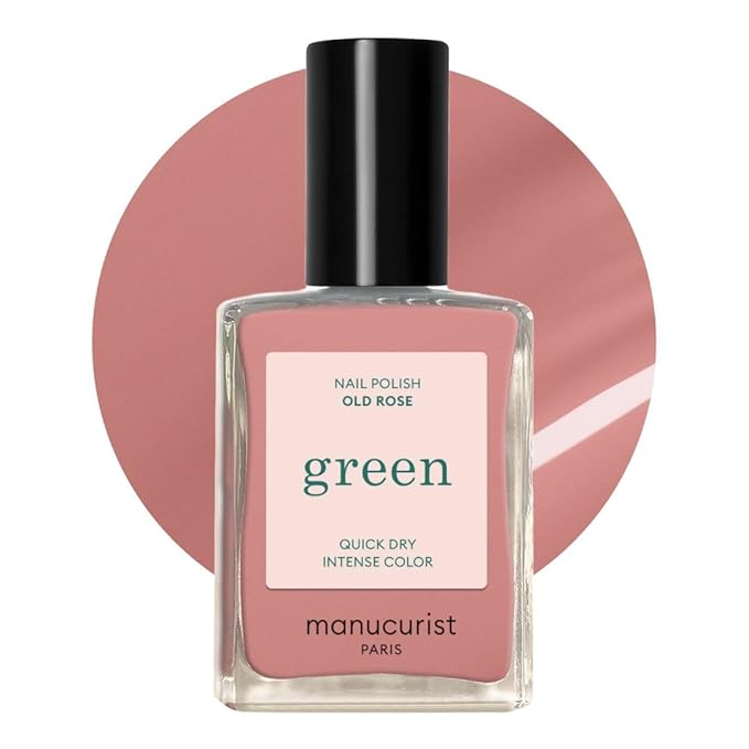 Manucurist Green Nail Polish Old Rose Natural Classic Nail Polish 9-Free Vegan and Plant-Based (77%) 0.5 fl oz