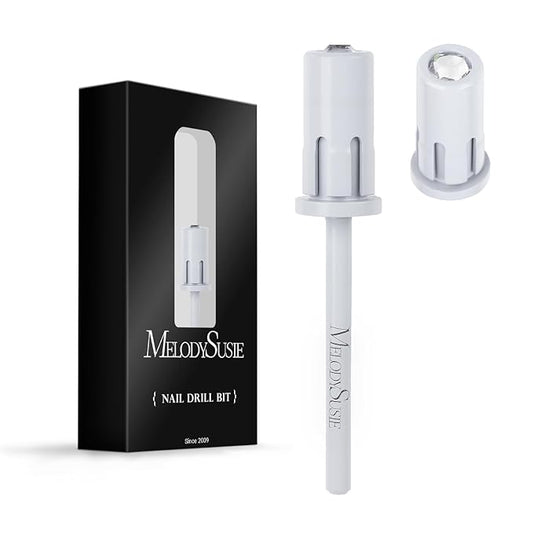 MelodySusie Crystal Top Mandrel Bit for Nails, 3/32'' Easy Off Nail Drill Bits for Sanding Bands, Suitable for Acrylic Nails Gel Manicures and Pedicures, White