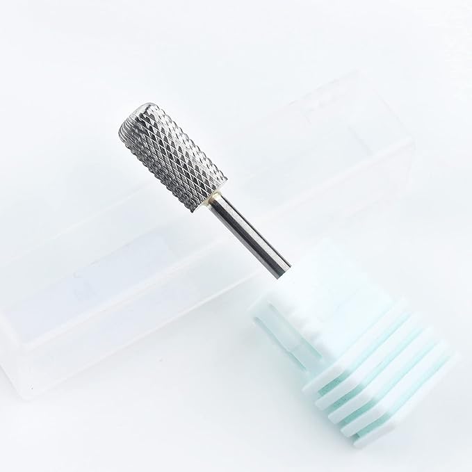 QUNZHAO Nail Drill Bits Dust proof bit Tungsten Steel Fast remove Acrylic or Hard Gel 3/32" Shank - Manicure, Nail Art, Drill Machine (Medium - M, Silver)