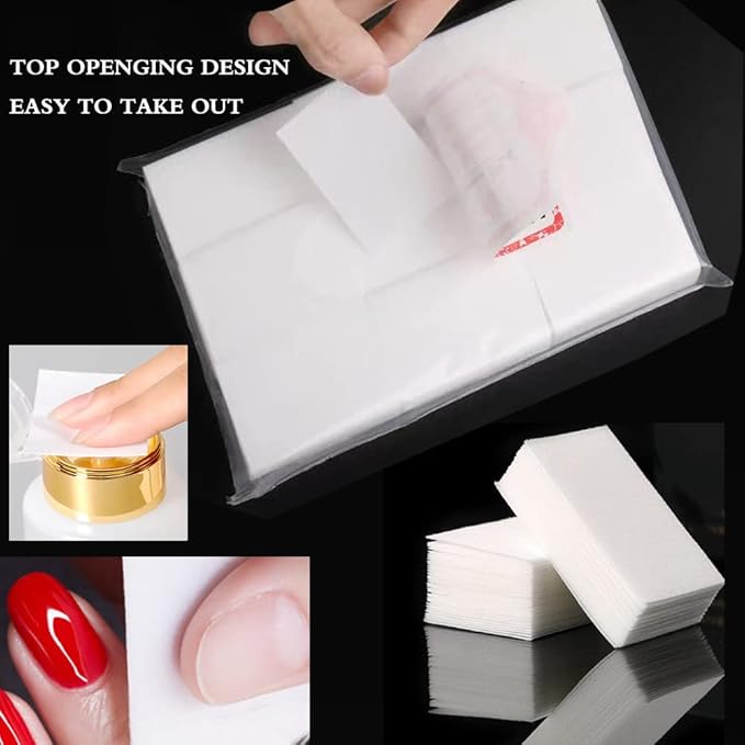 Nail Cotton Pads -600PCS Lint Free Gel Nail Polish Removers Eyelash Extension Glue Cleaning Wipes, WipesNail Art Gel Lint Free Nail Wipes (White)
