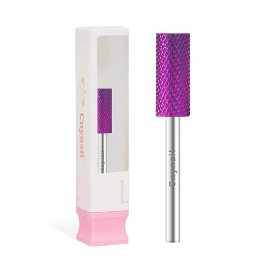 3/32" Small 5.35MM Barrel Bit Tungsten Carbide Nail Drill Bit Safety Bit for Gel & Acrylic Removal, 2- Way Rotating Efile Tip, Salon Electric File Accessory (M Girt, Purple)