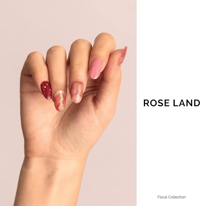 Nailog Semi Cured Gel Nail Strips 34 pcs | Long Lasting Nail Polish Sticker Wraps with Glossy Gel Finish | Rose Cloud