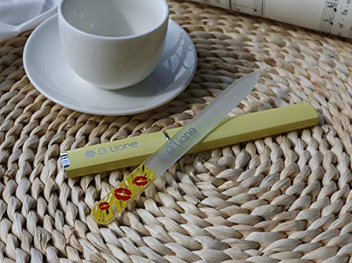 Premium Glass Nail File with Case Professional Crystal Fingernail Files Perfect Manicure Set for Women Men Kids Nail Care Gift Set(Yellow)