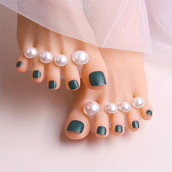 8pcs Pearl Toe Separators Silicone for Pedicure Nail Polish Gel Foot Toe Spacers Pedicures Nail Art Tools (8 White Pearls)