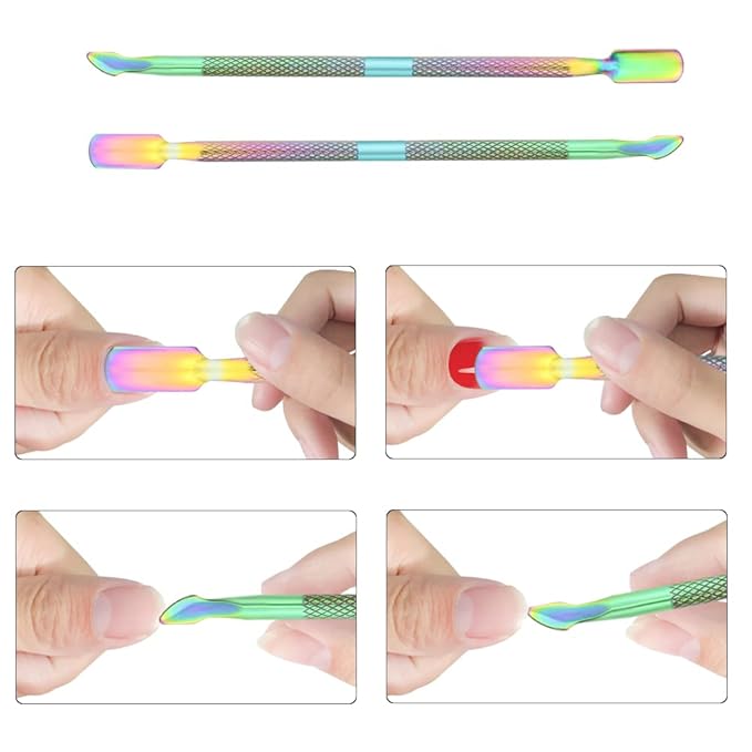 8Pieces Cuticle Trimmer Cuticle Nipper Cuticle Remover Cuticle Cutter with Cuticle Pusher Stainless Steel Cuticle Cutter Clipper Nail Tools for Fingernails and Toenails (Rainbow)