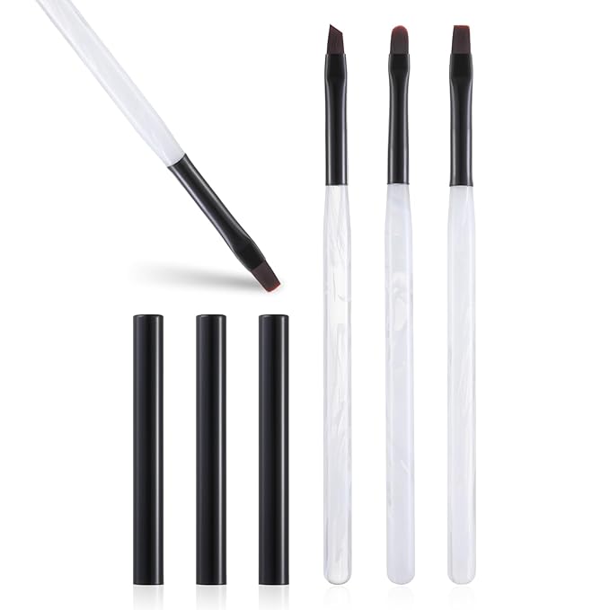3PCS Nail Clean Up Brushes for OPI Nail Polish Remover, Brushes for Cleaning Polish Mistakes on the Cuticles, Acetone Resistant Nail Brushes for Nail Art and Designs（Jade Clear NEW）