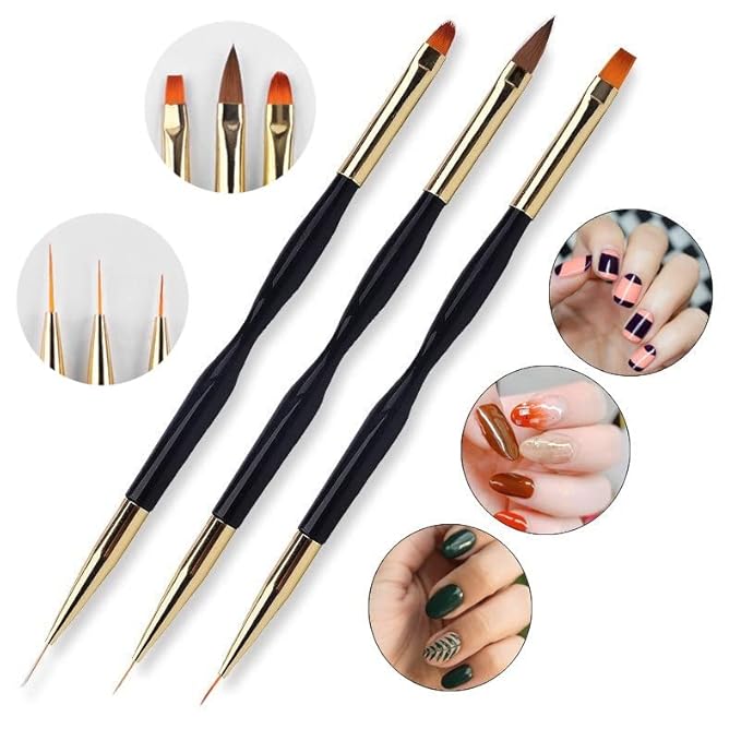 5PCS Nail Dotting Pens with 3PCS Nail Painting Brushes, Dual End Nail Art Pen Brush Acrylic Painting Drawing Liner Nail Tools(Set of 8)