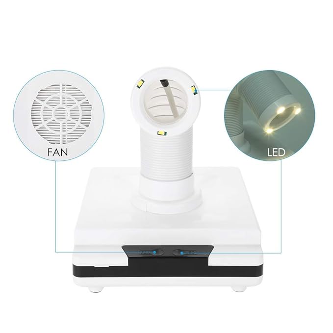 60W Nail Dust Collector, Dust Collector Nail Vacuum Fan Suction Manicure Cleaner with 3 LED Retractable Elbow and Sensor Pedicure Machine Extractor for Polish Acrylic Nail (us Plug)