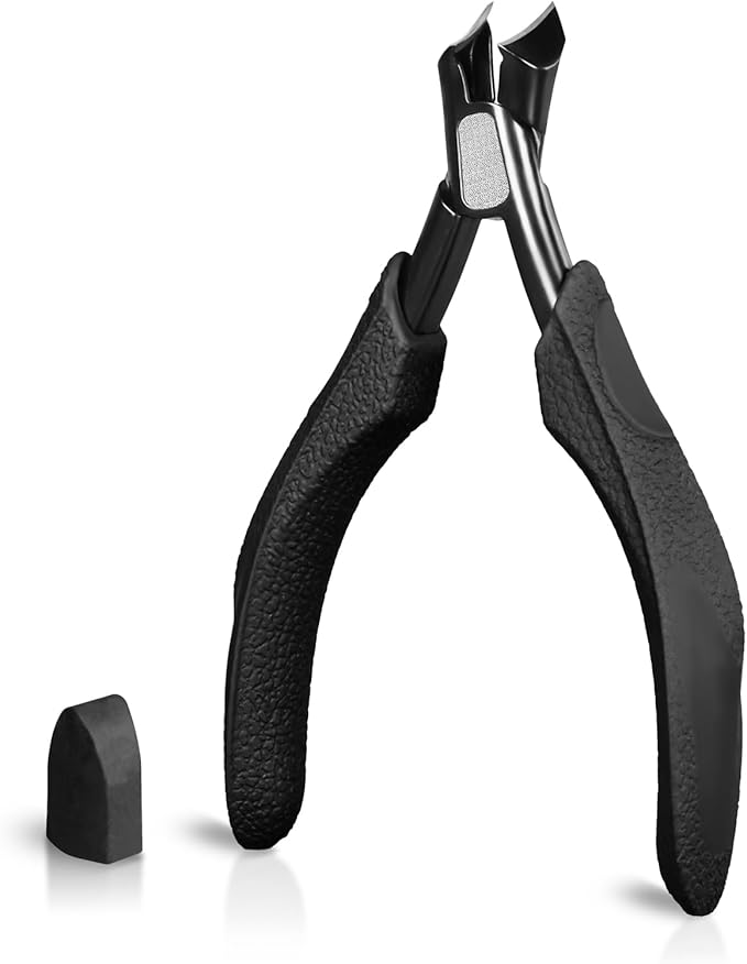 Slanted Ingrown Toenail Clippers for Thick Toenails, Anti Splash Podiatrist Toe Nail Clippers for Men Seniors, Stainless Steel Sharp Blade Precision Nippers with Comfort Handle