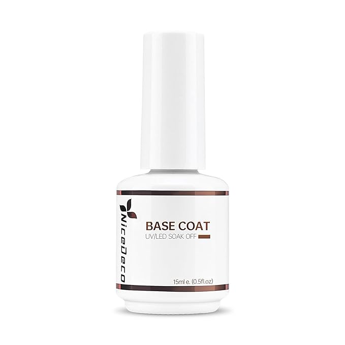 Nicedeco Gel Nail Polish Base Coat 15ml Soak Off Hema Free Long-Lasting DIY Home and Nail Salon