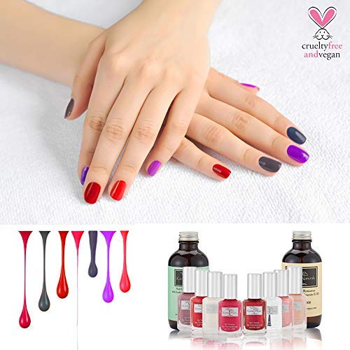 karma organic Nail Polish Lady Desire - Natural Nail Polish Base Coat Set – Natural Nail Polish Remover - NonToxic Nail Art | Vegan and Cruelty-Free Nail Paint (Pack of 10)